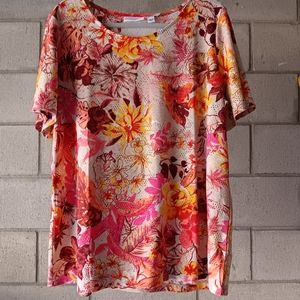 Susan Graver Short Sleeve Tunic with open stitching.